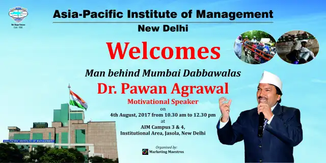 Dr. Pawan Agrawal (Mumbai Dabbawalas fame) to address the management graduates at AIM