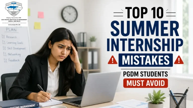 Top 10 Summer Internship Mistakes PGDM Students Must Avoid