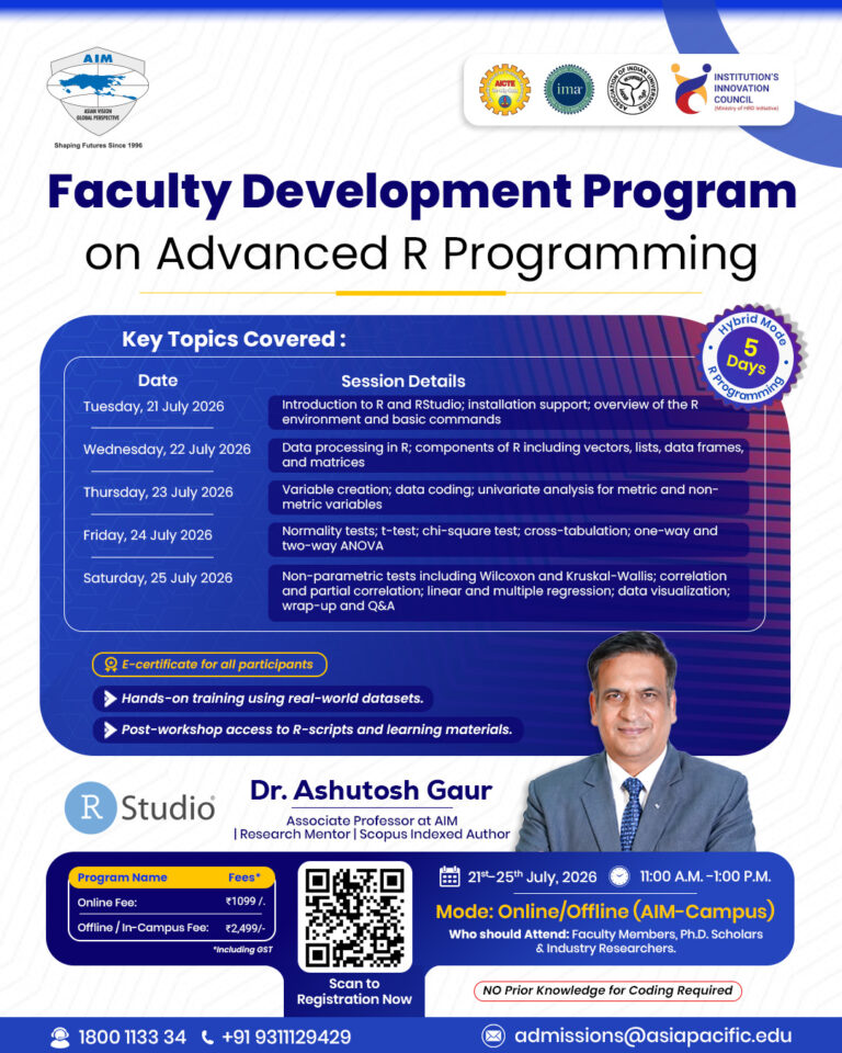 Faculty Development Program on Advanced R Programming (21–25 July 2026)