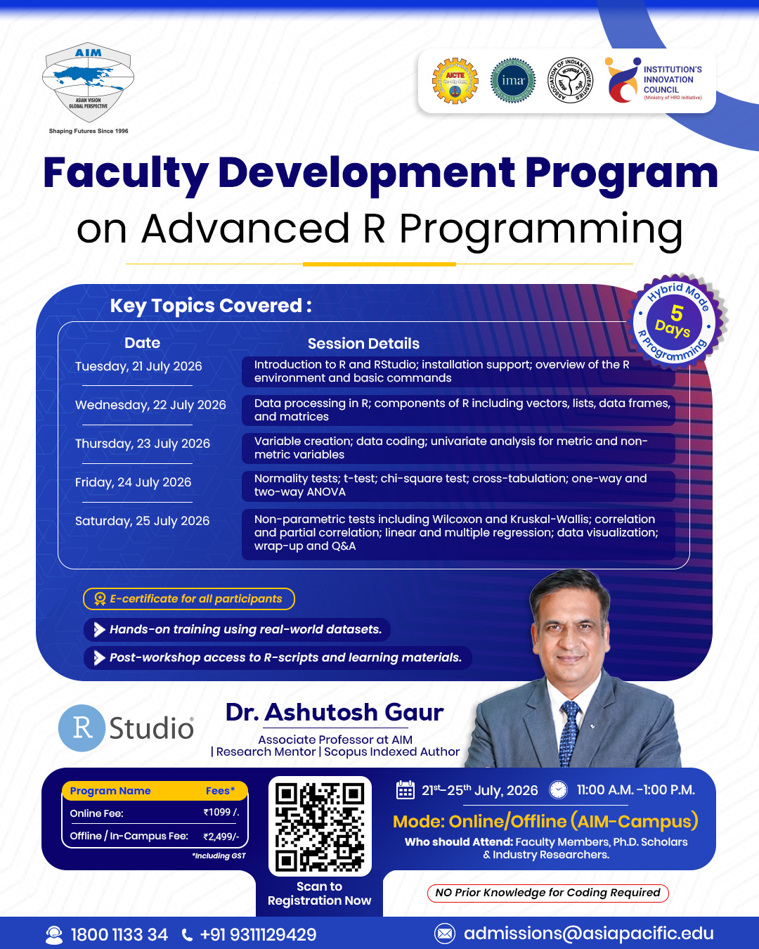 Faculty Development Program on Advanced R Programming (21–25 July 2026)